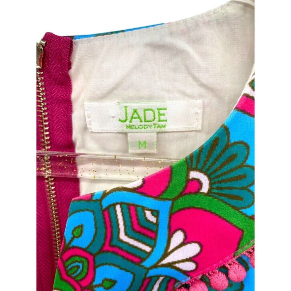 Jade Dress Women’s Medium Turquoise Pink‎ Green Sheath Sleeveless Zip Up - Picture 3 of 8